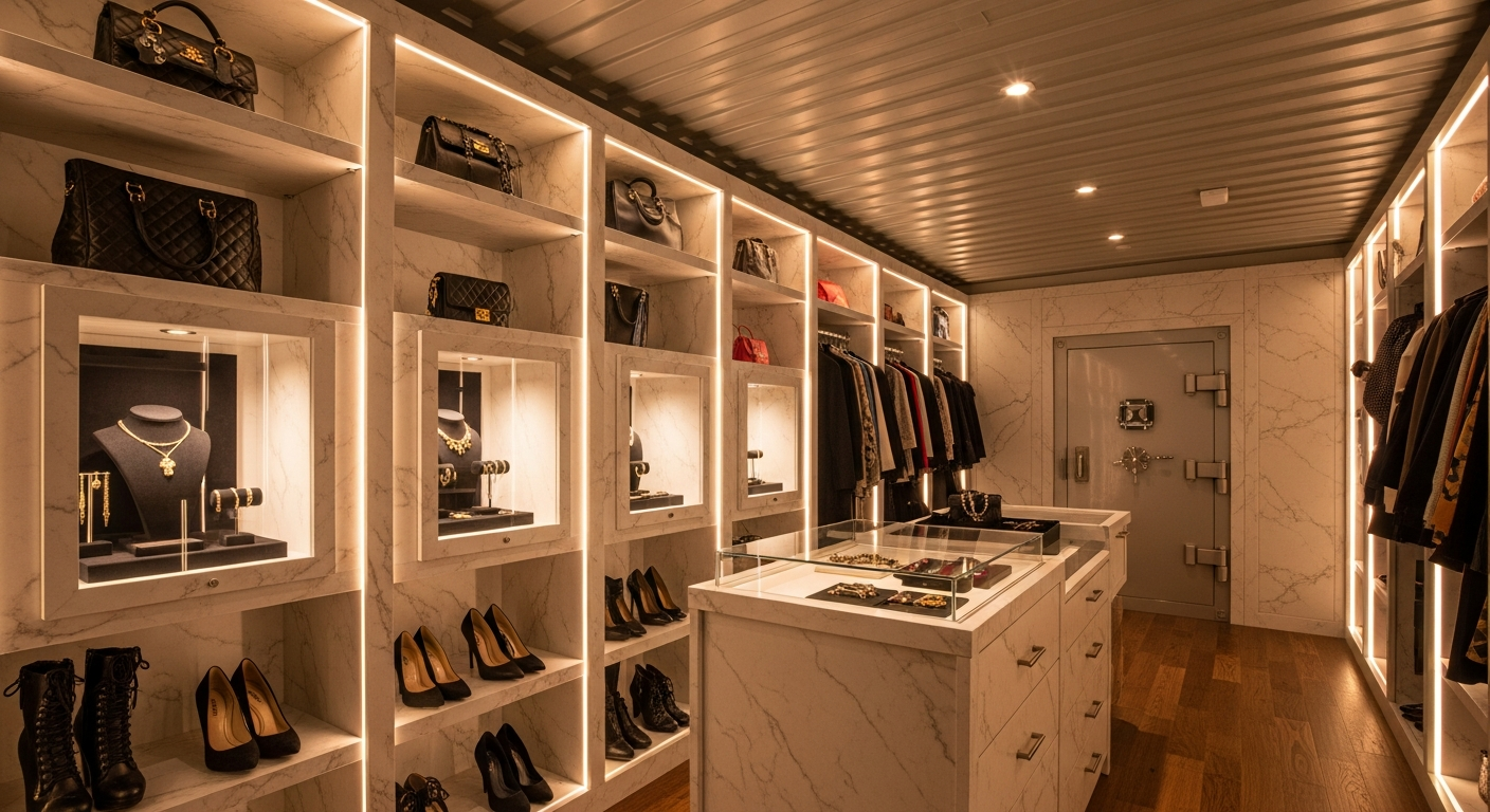 Luxury walk-in closet safe room
